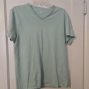 J.Crew Cotton Tee Womens L green V-Neck Short Sleeve T-Shirt